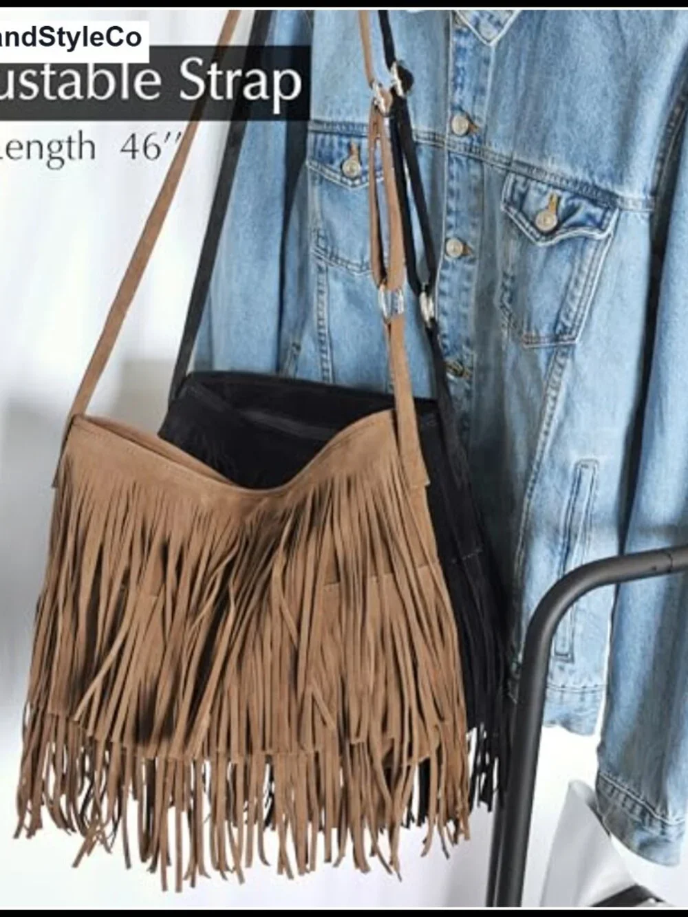 Tassel Faux Suede Leather Hobo Crossbody Shoulder Bag Women Sling